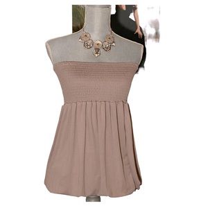 NWOT - Pretty Taupe Halter Top w/ gathered/elastic waist size juniors XL